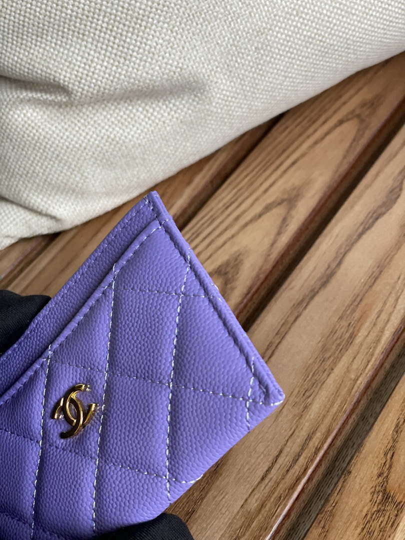 Chanel AP0213 Card Holder Calfskin Purple