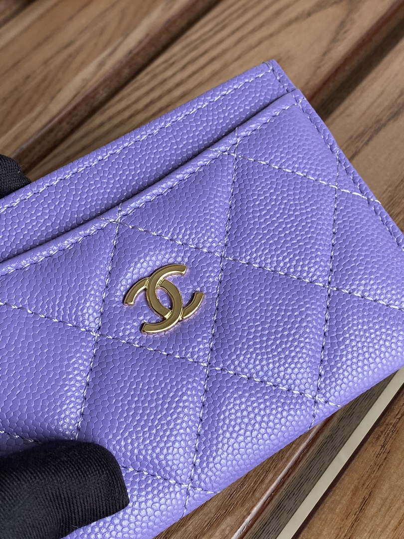 Chanel AP0213 Card Holder Calfskin Purple