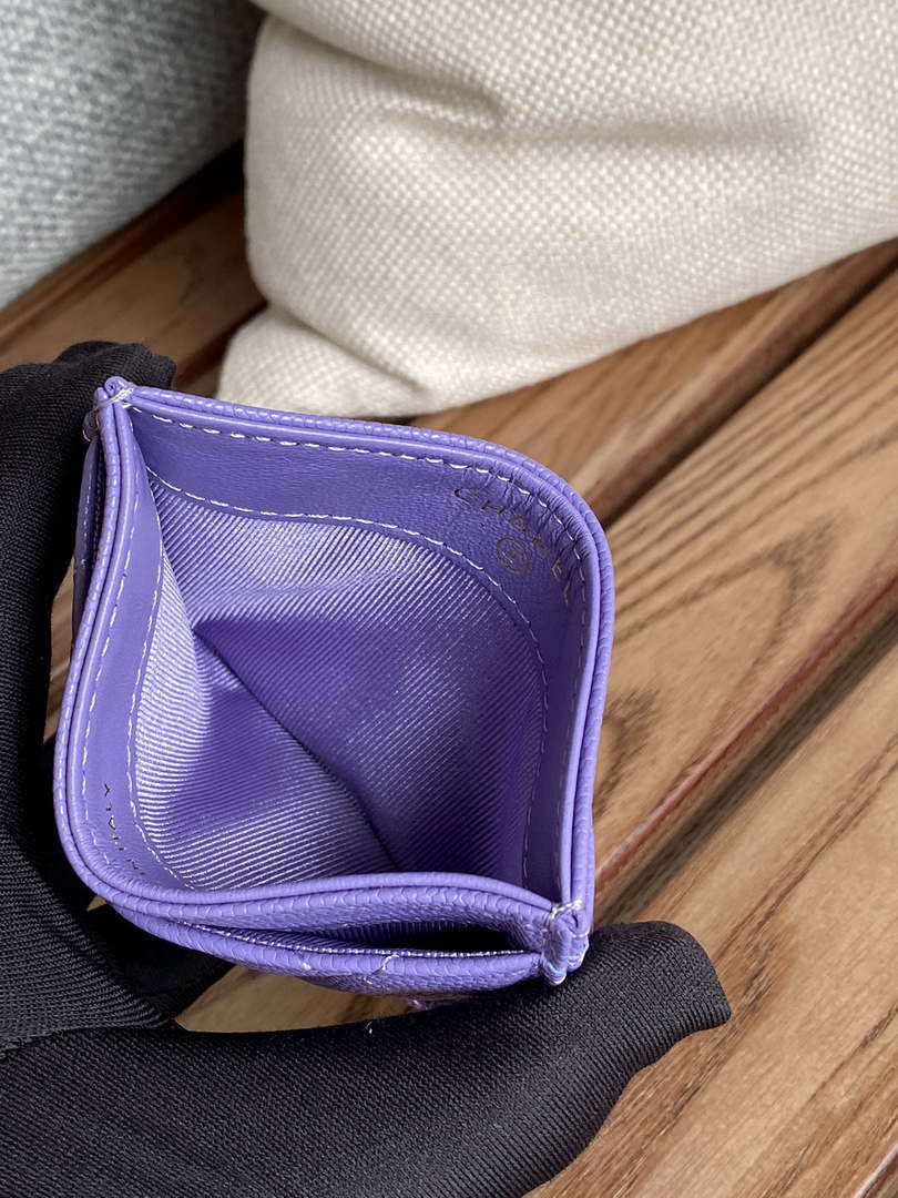 Chanel AP0213 Card Holder Calfskin Purple