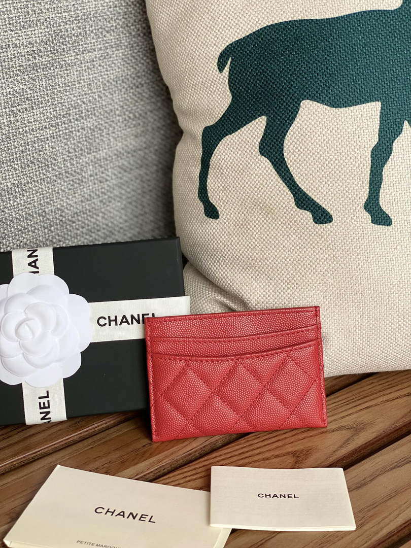 Chanel AP0213 Card Holder Calfskin Red