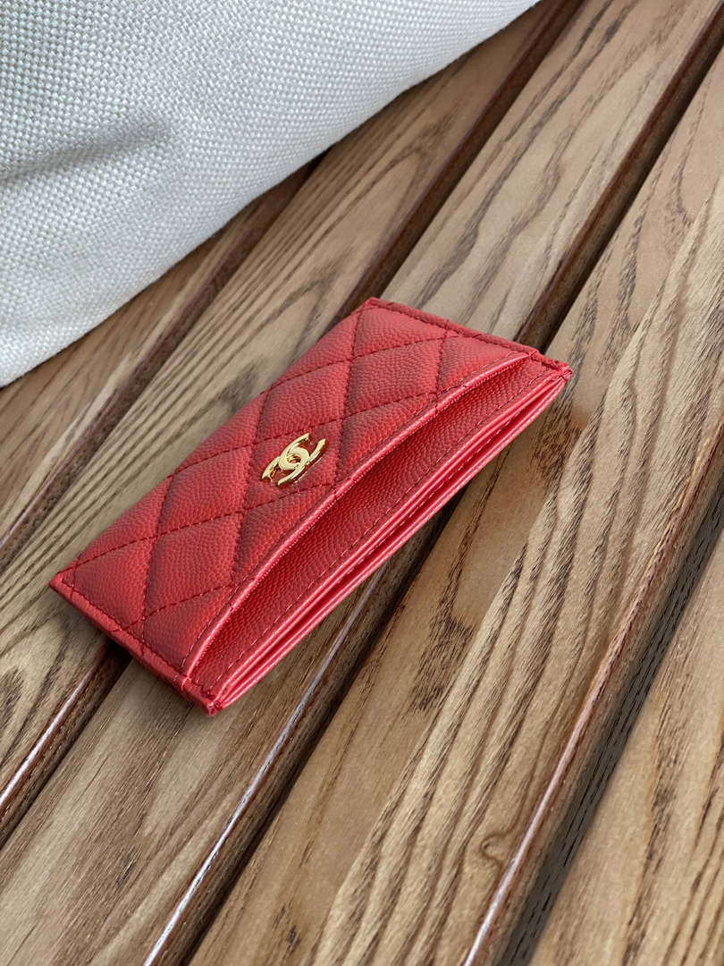 Chanel AP0213 Card Holder Calfskin Red