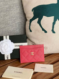 Chanel AP0213 Card Holder Calfskin Watermelon Red