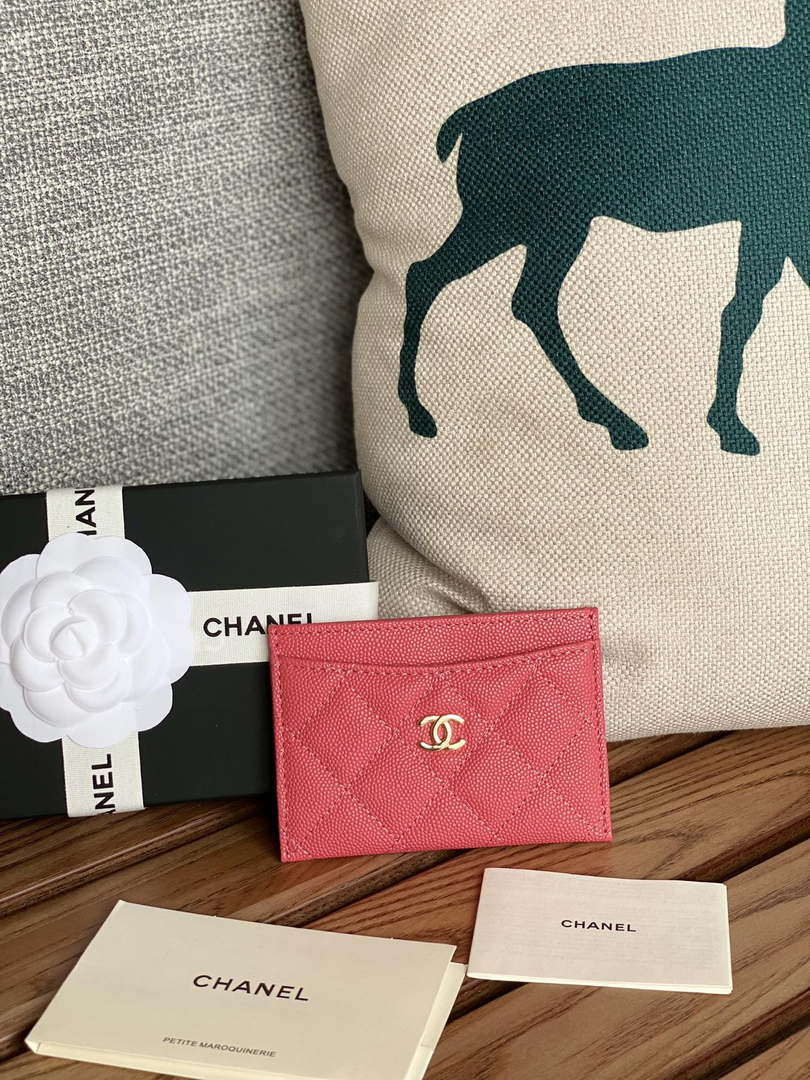 Chanel AP0213 Card Holder Calfskin Watermelon Red - Default Title - View 1