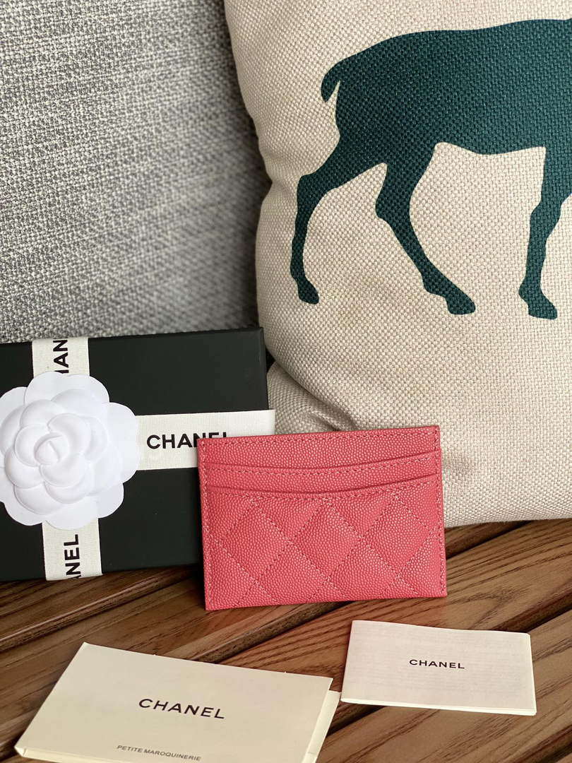 Chanel AP0213 Card Holder Calfskin Watermelon Red