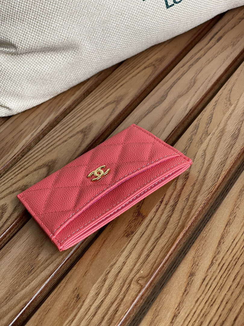 Chanel AP0213 Card Holder Calfskin Watermelon Red