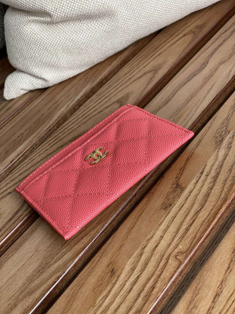 Chanel AP0213 Card Holder Calfskin Watermelon Red