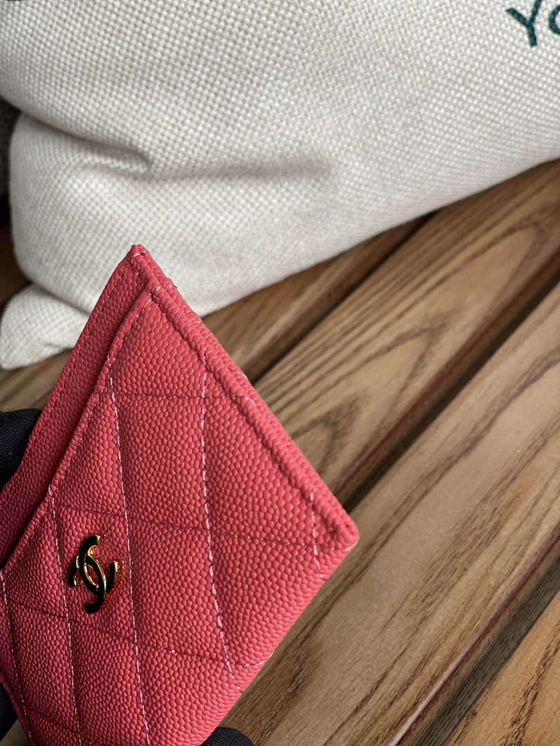 Chanel AP0213 Card Holder Calfskin Watermelon Red