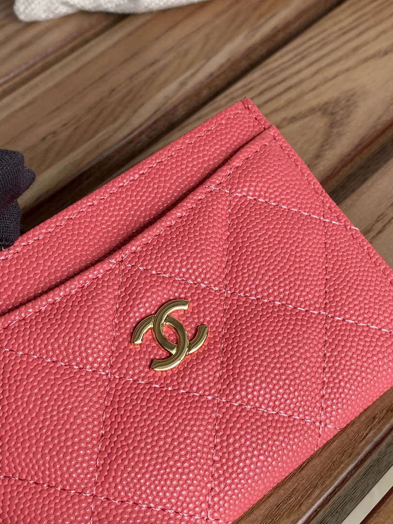 Chanel AP0213 Card Holder Calfskin Watermelon Red