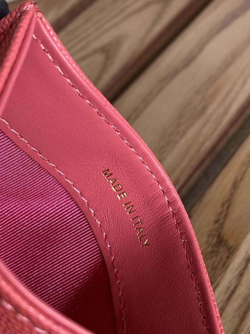 Chanel AP0213 Card Holder Calfskin Watermelon Red