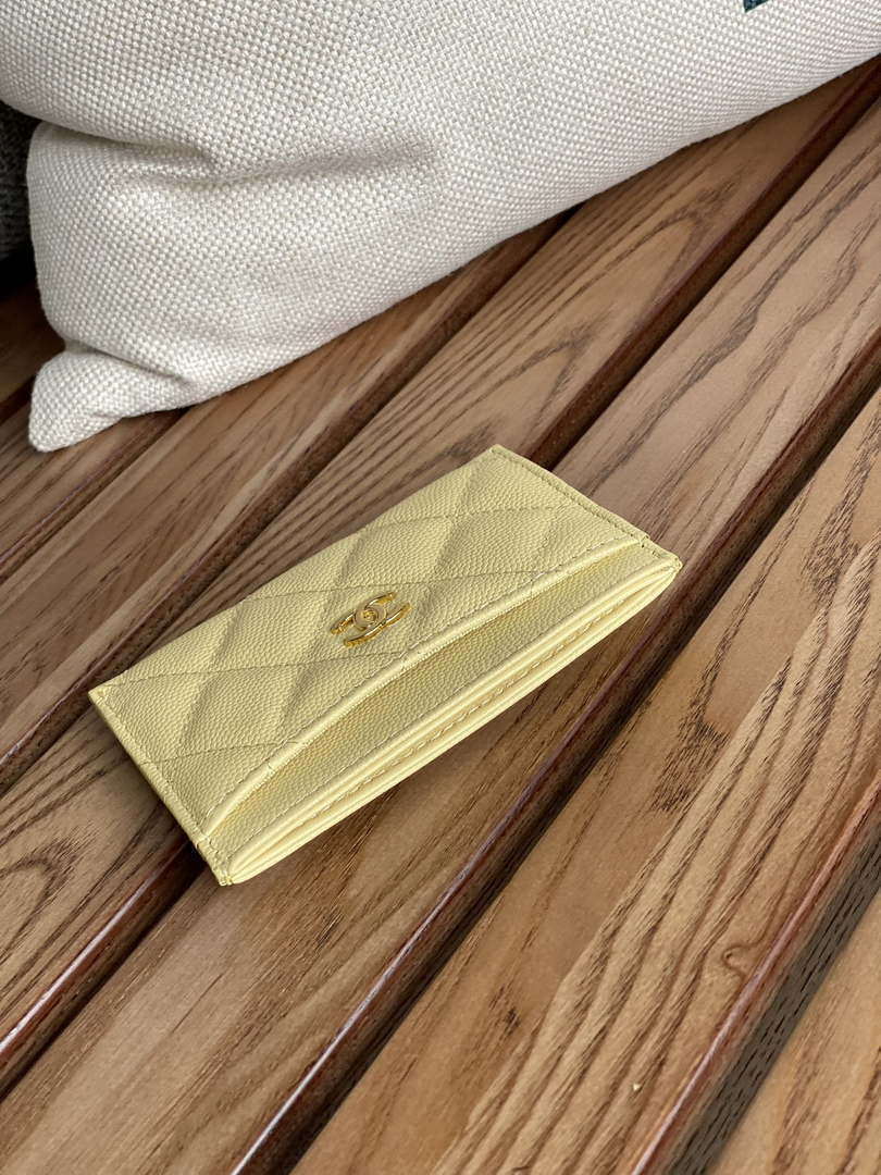 Chanel AP0213 Card Holder Calfskin Yellow