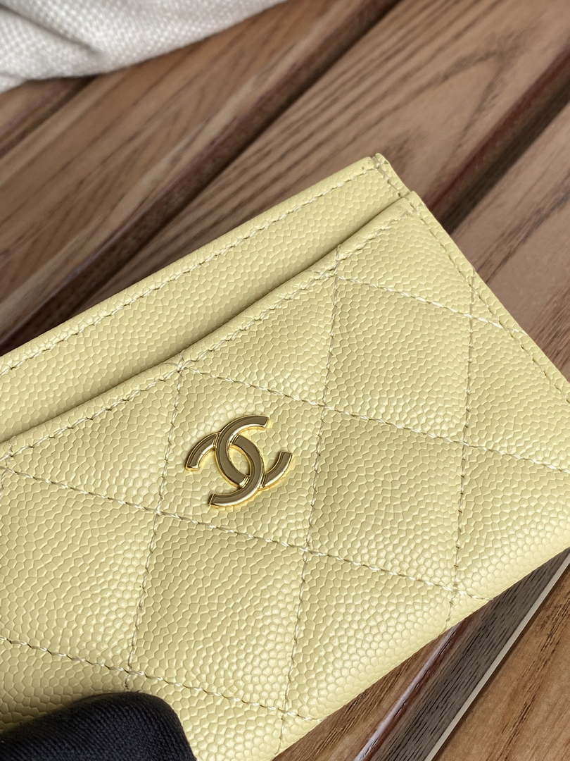 Chanel AP0213 Card Holder Calfskin Yellow