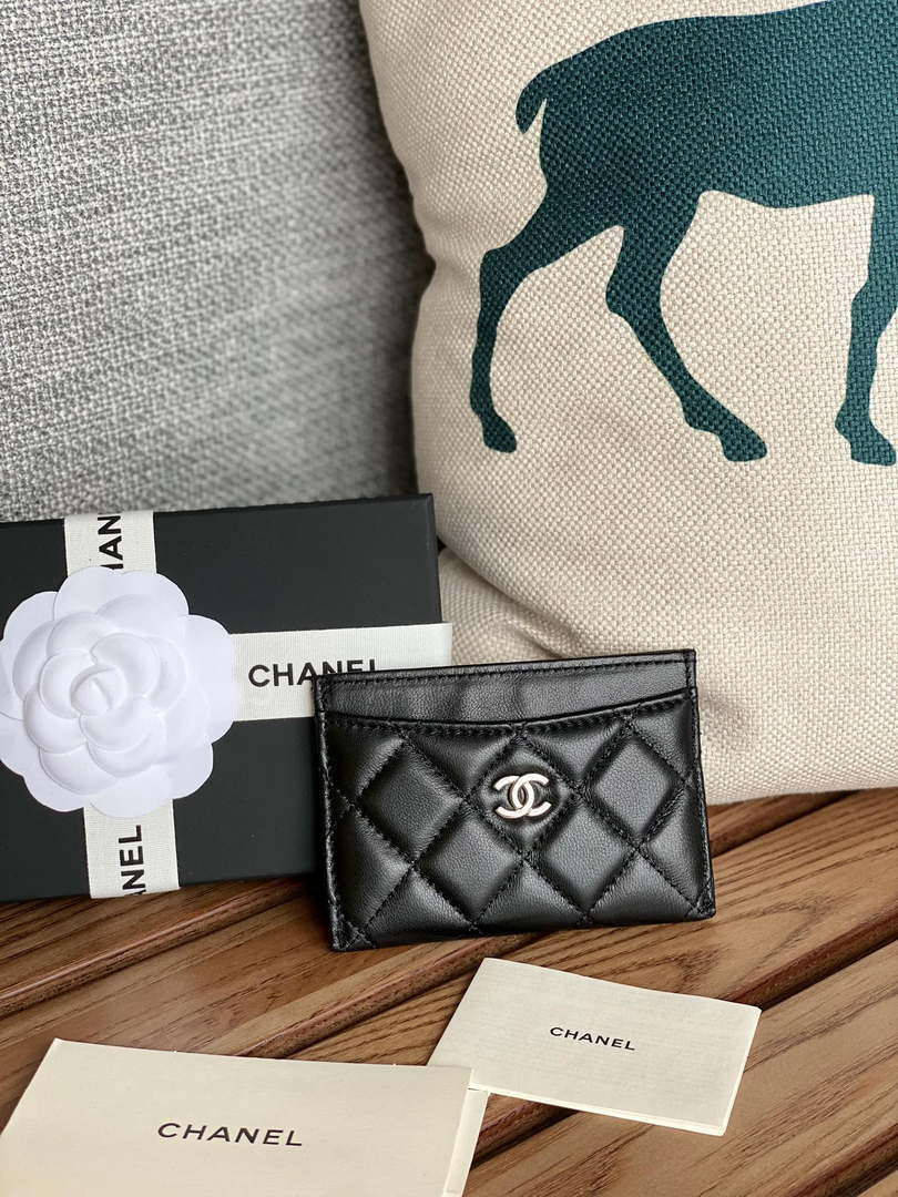 Chanel AP0213 Card Holder Lambskin Black - Silver - View 1