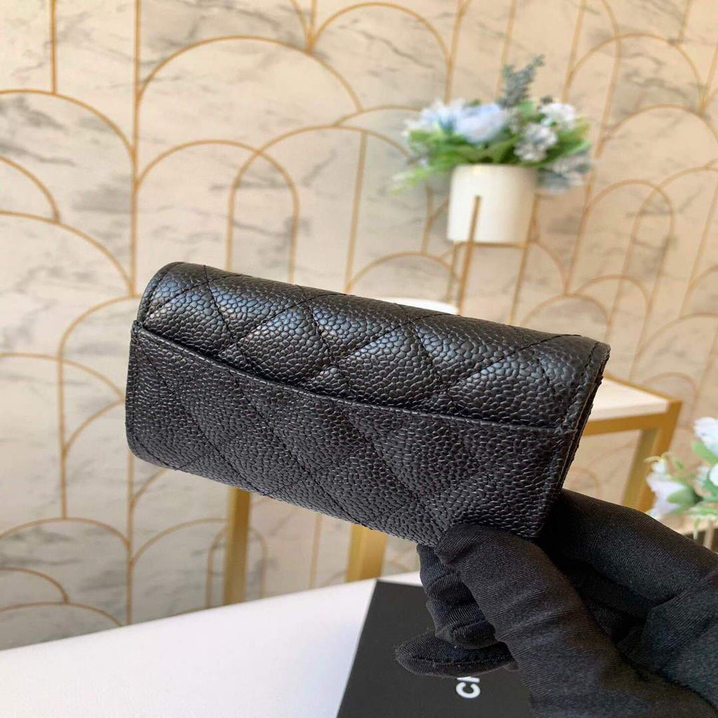 Chanel AP0214 Classic Card Holder Calfskin Caviar Black Silver