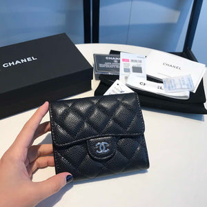Chanel AP0231 Classic Small FLAP Wallet Calfskin Black Sliver - Default Title - View 1