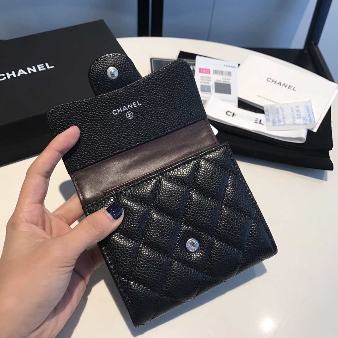 Chanel AP0231 Classic Small FLAP Wallet Calfskin Black Sliver - Default Title - View 6
