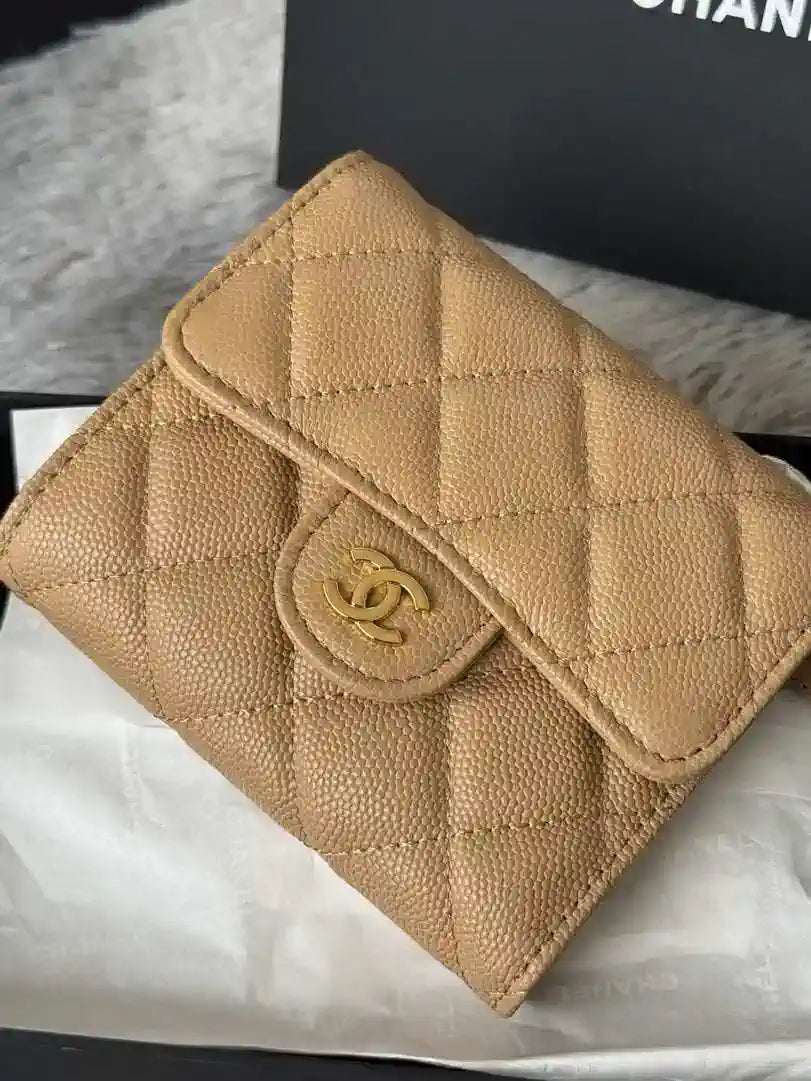 Chanel AP0231 Classic Small FLAP Wallet Calfskin Apricot