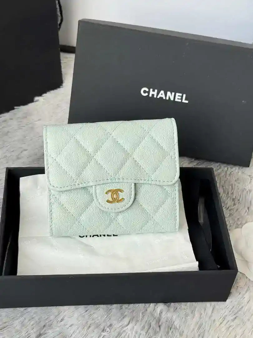 Chanel AP0231 Classic Small FLAP Wallet Calfskin Light Blue