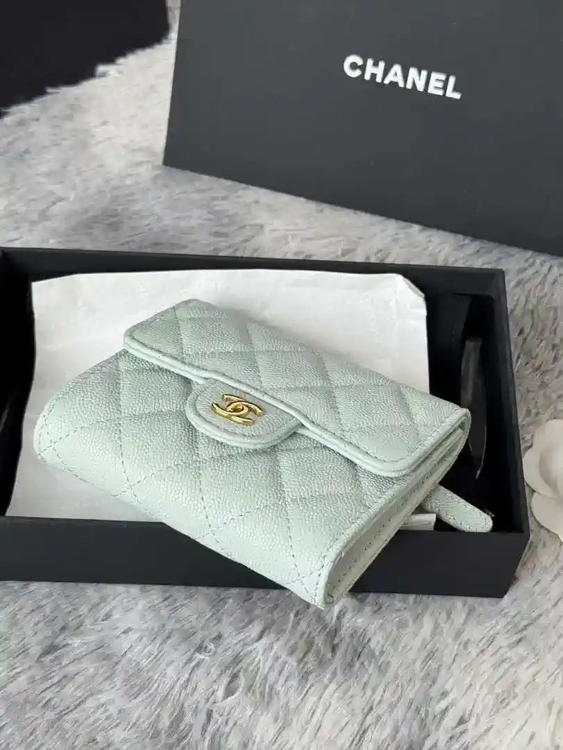 Chanel AP0231 Classic Small FLAP Wallet Calfskin Light Blue