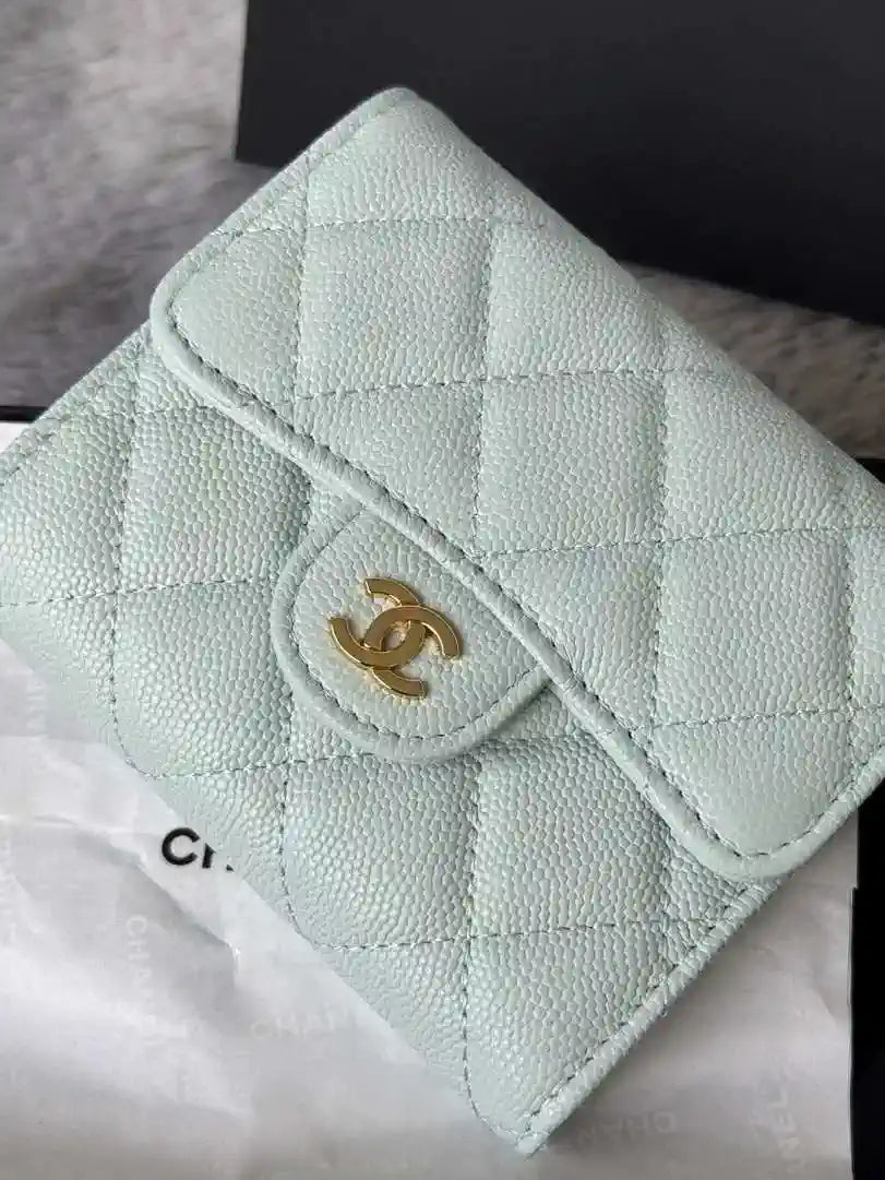 Chanel AP0231 Classic Small FLAP Wallet Calfskin Light Blue