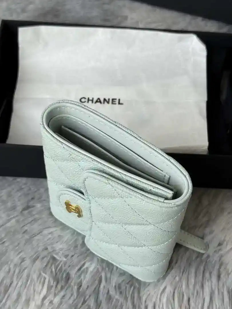 Chanel AP0231 Classic Small FLAP Wallet Calfskin Light Blue