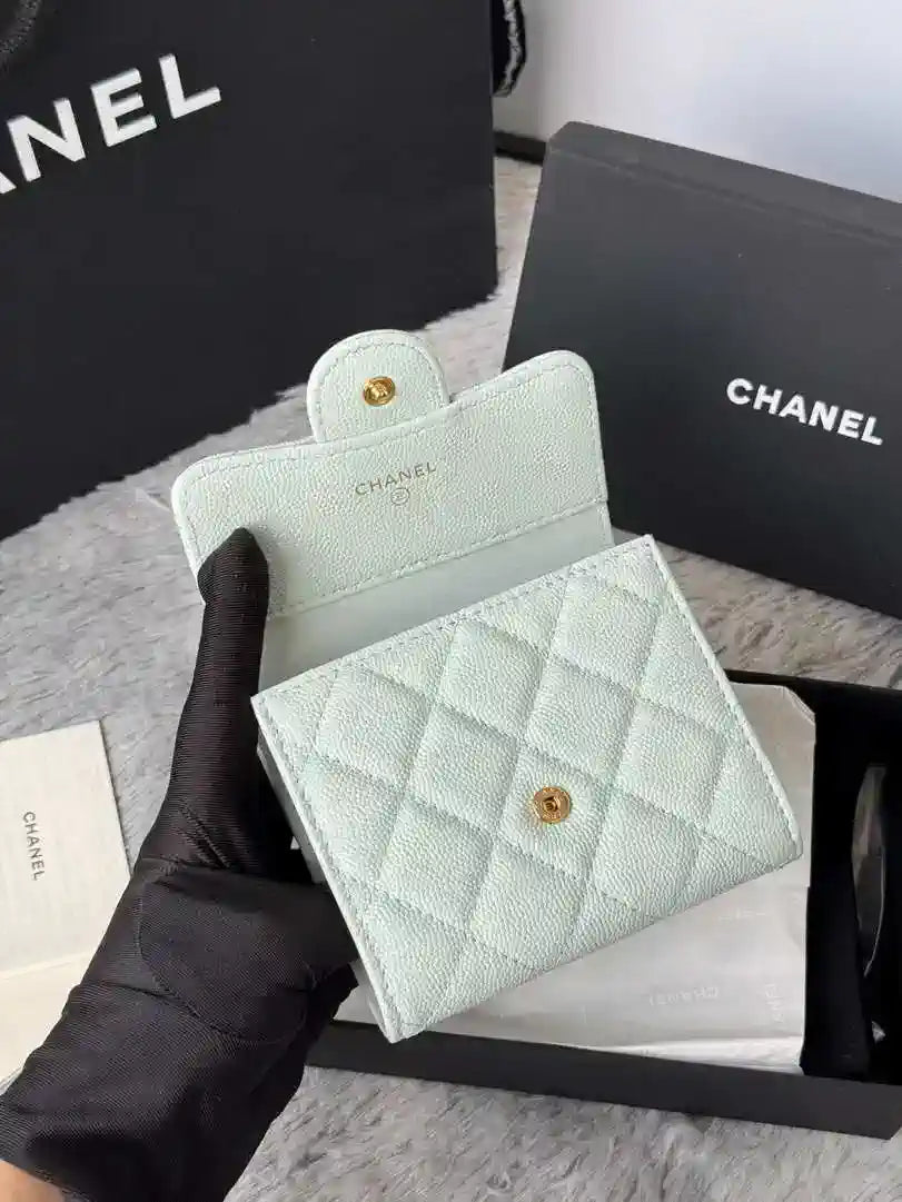 Chanel AP0231 Classic Small FLAP Wallet Calfskin Light Blue