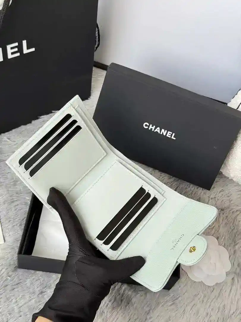 Chanel AP0231 Classic Small FLAP Wallet Calfskin Light Blue