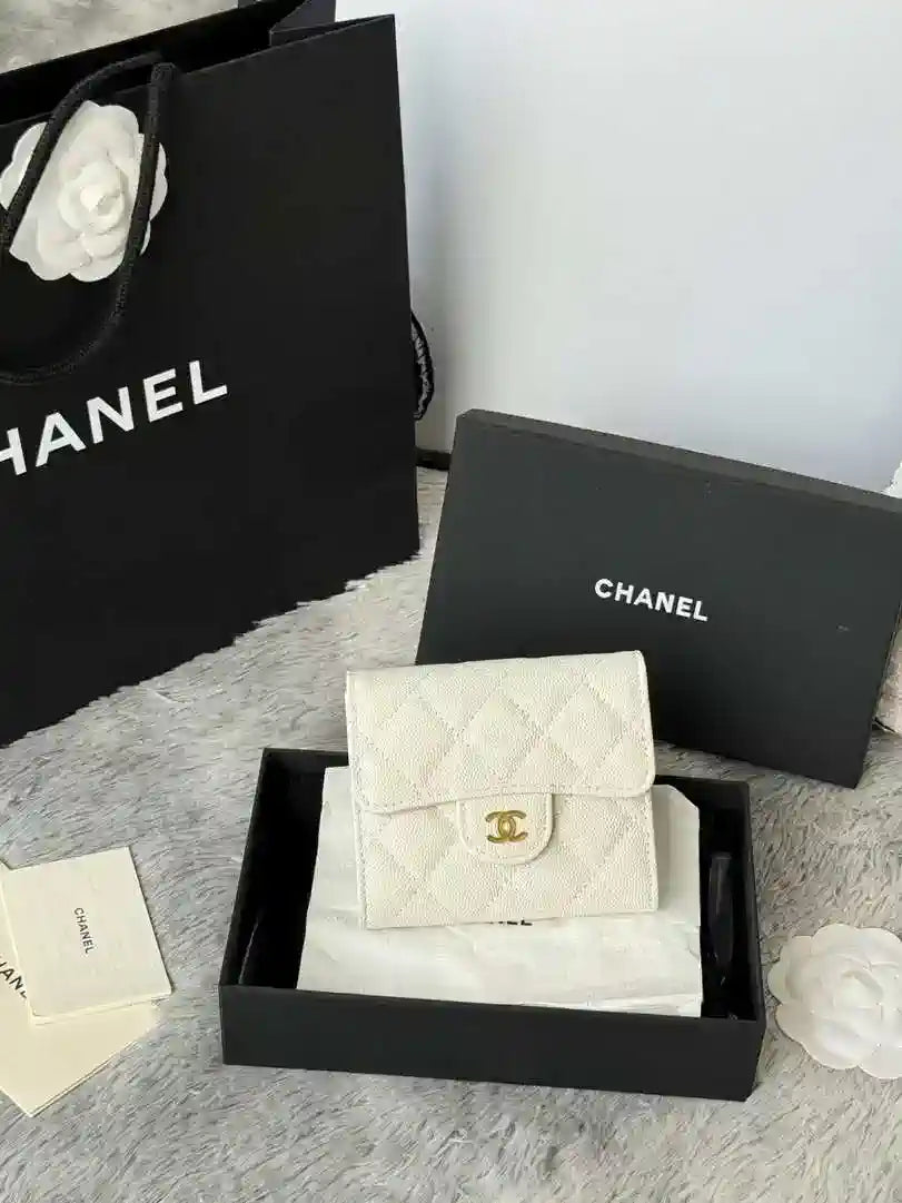 Chanel AP0231 Classic Small FLAP Wallet Calfskin White