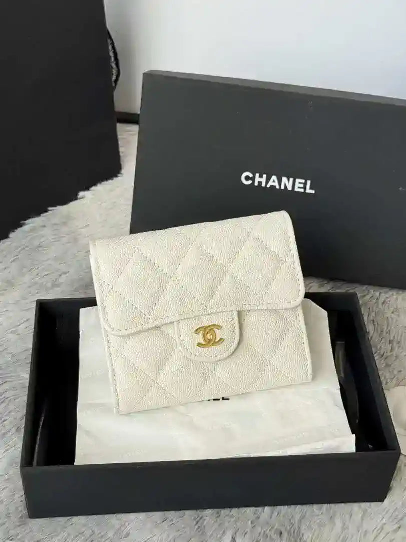 Chanel AP0231 Classic Small FLAP Wallet Calfskin White