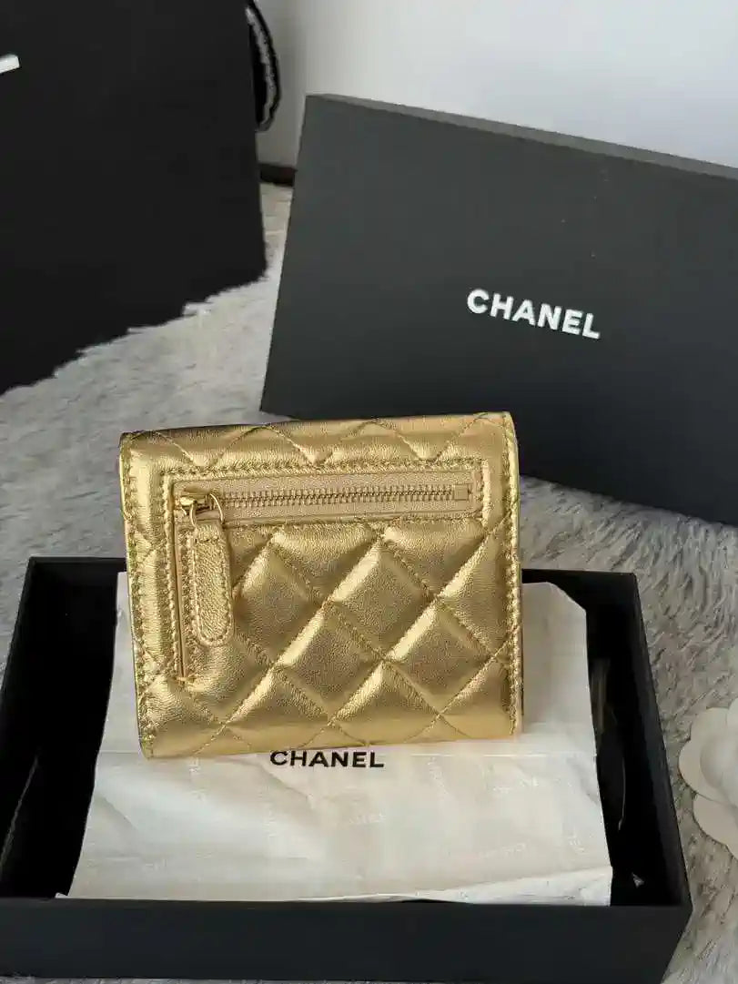 Chanel AP0231 Classic Small FLAP Wallet Gold Lambskin