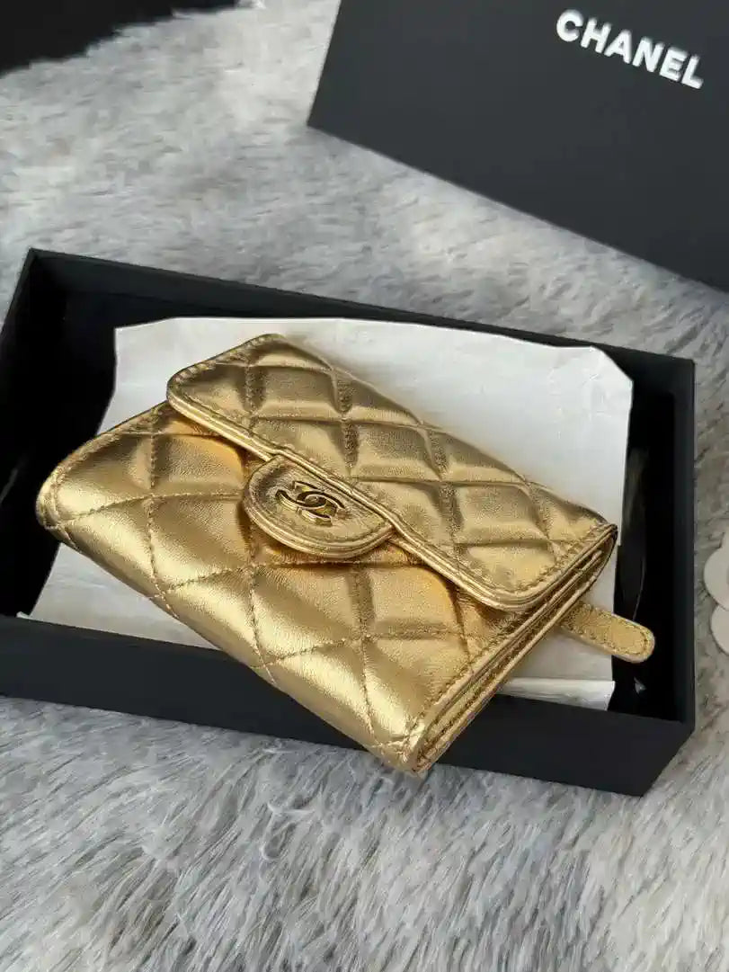Chanel AP0231 Classic Small FLAP Wallet Gold Lambskin