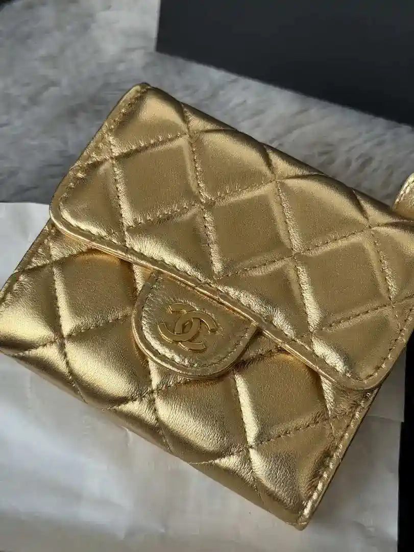 Chanel AP0231 Classic Small FLAP Wallet Gold Lambskin
