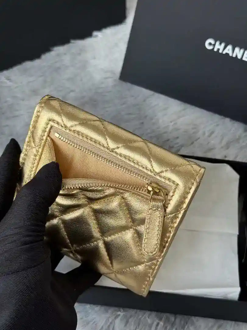Chanel AP0231 Classic Small FLAP Wallet Gold Lambskin