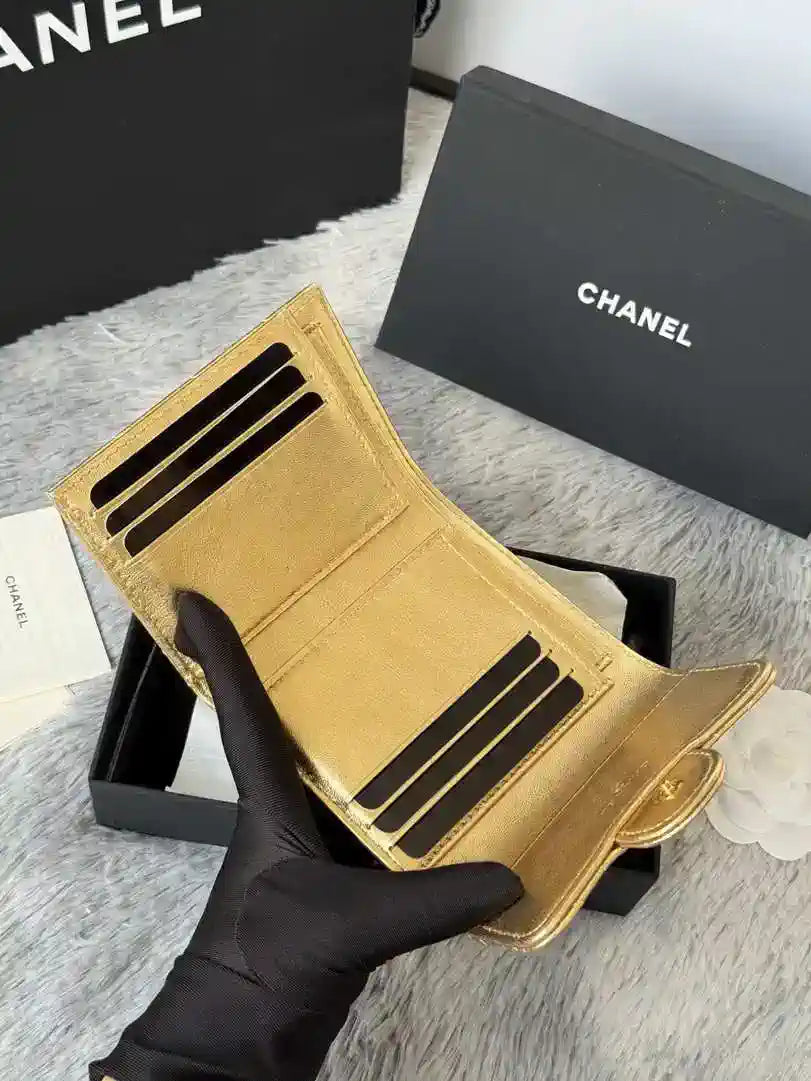 Chanel AP0231 Classic Small FLAP Wallet Gold Lambskin