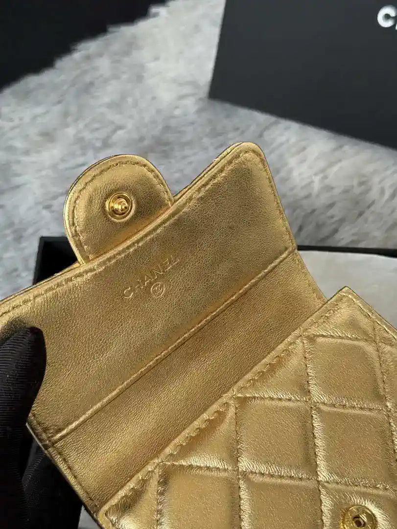 Chanel AP0231 Classic Small FLAP Wallet Gold Lambskin
