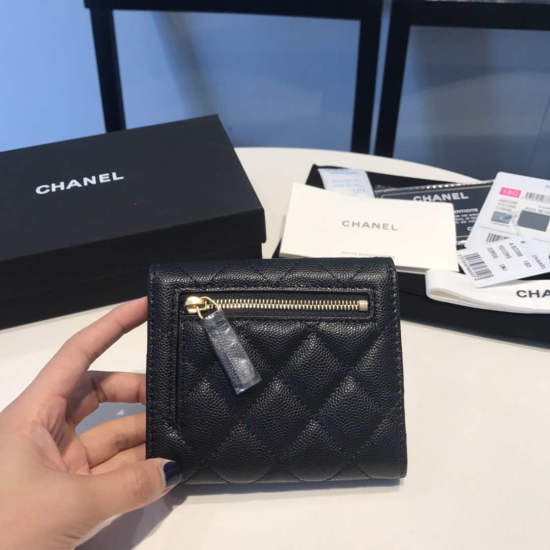 Chanel AP0231 Classic Small FLAP Wallet Calfskin Black Gold - Default Title - View 3