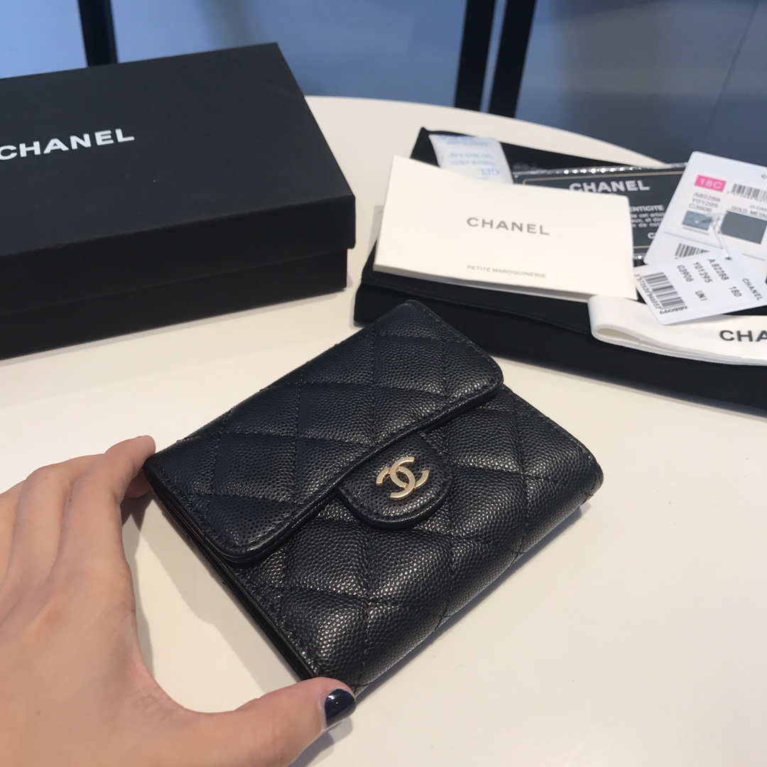 Chanel AP0231 Classic Small FLAP Wallet Calfskin Black Gold - Default Title - View 4