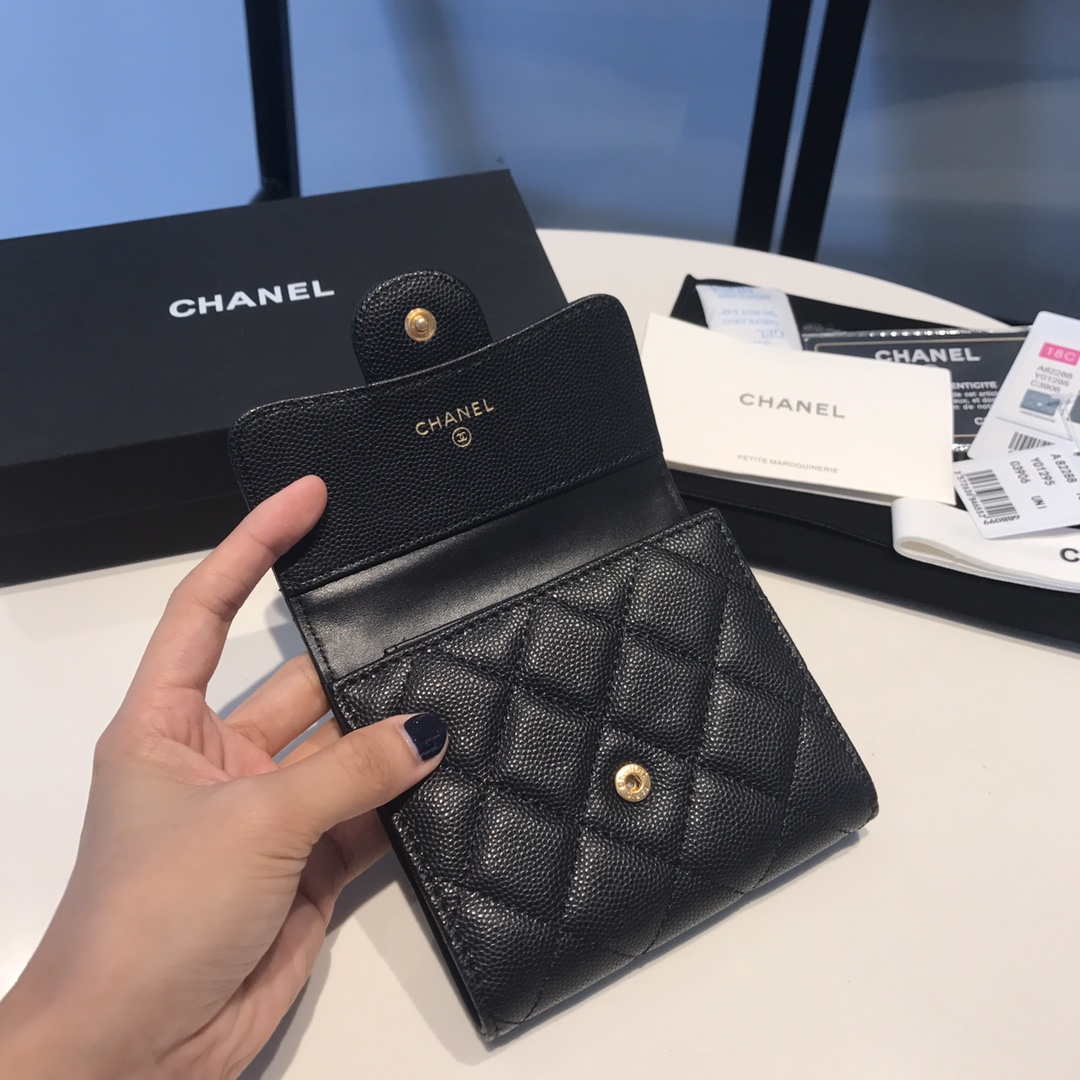 Chanel AP0231 Classic Small FLAP Wallet Calfskin Black Gold - Default Title - View 6