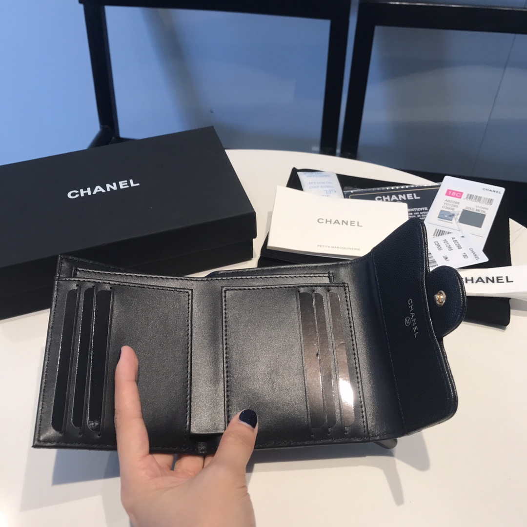 Chanel AP0231 Classic Small FLAP Wallet Calfskin Black Gold - Default Title - View 8