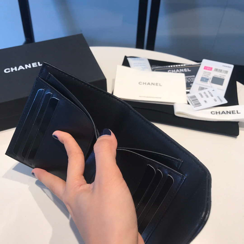 Chanel AP0231 Classic Small FLAP Wallet Calfskin Black Gold