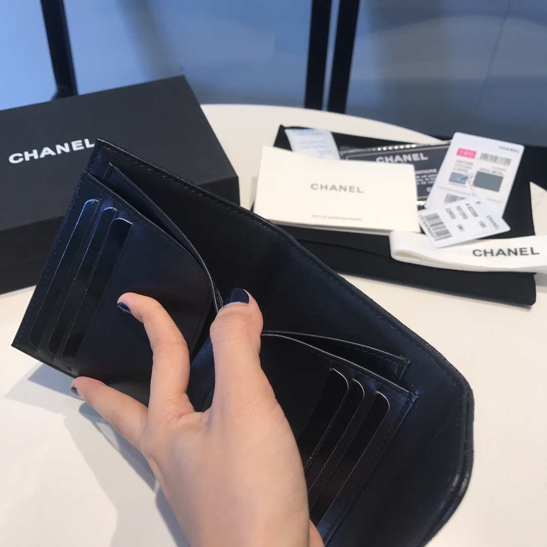 Chanel AP0231 Classic Small FLAP Wallet Calfskin Black Gold