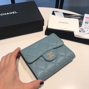 Chanel AP0231 Classic Small FLAP Wallet Calfskin Blue Gold - Default Title - View 4