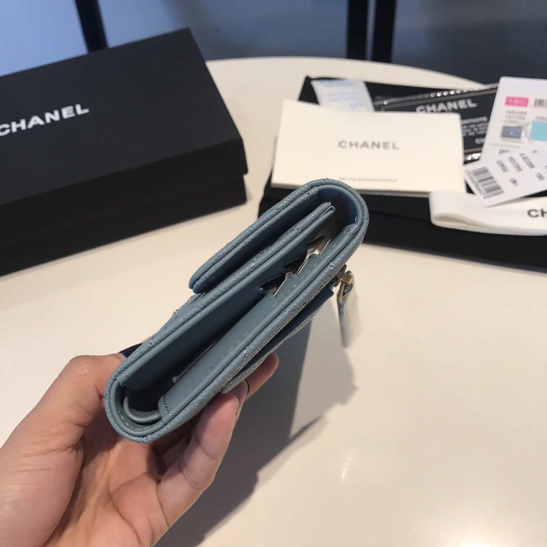 Chanel AP0231 Classic Small FLAP Wallet Calfskin Blue Gold - Default Title - View 5