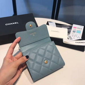 Chanel AP0231 Classic Small FLAP Wallet Calfskin Blue Gold - Default Title - View 6