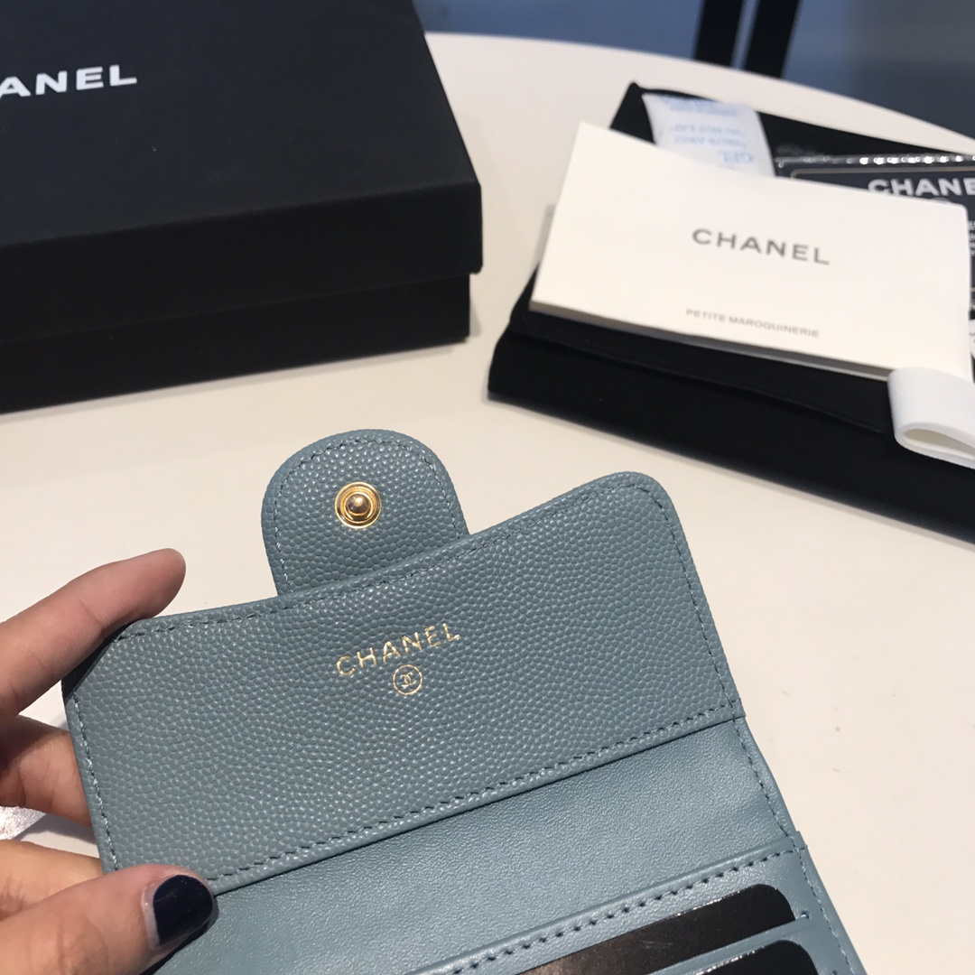 Chanel AP0231 Classic Small FLAP Wallet Calfskin Blue Gold - Default Title - View 7