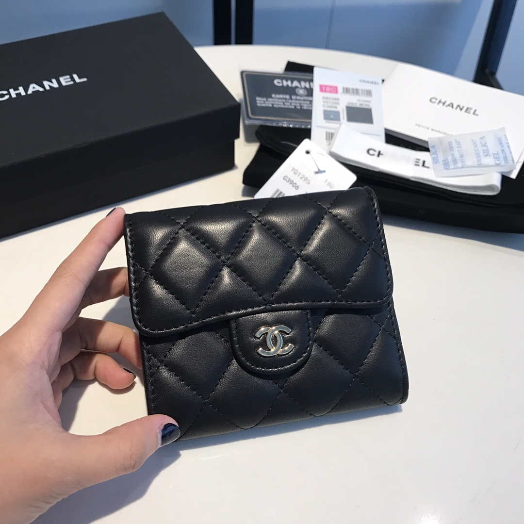 Chanel AP0231 Classic Small FLAP Wallet Lambskin Black Gold - Default Title - View 1