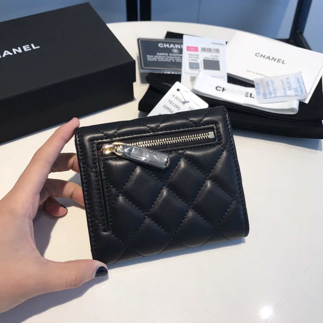 Chanel AP0231 Classic Small FLAP Wallet Lambskin Black Gold - Default Title - View 4