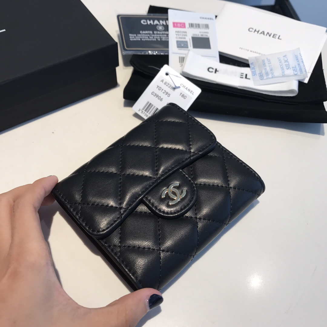 Chanel AP0231 Classic Small FLAP Wallet Lambskin Black Gold - Default Title - View 5