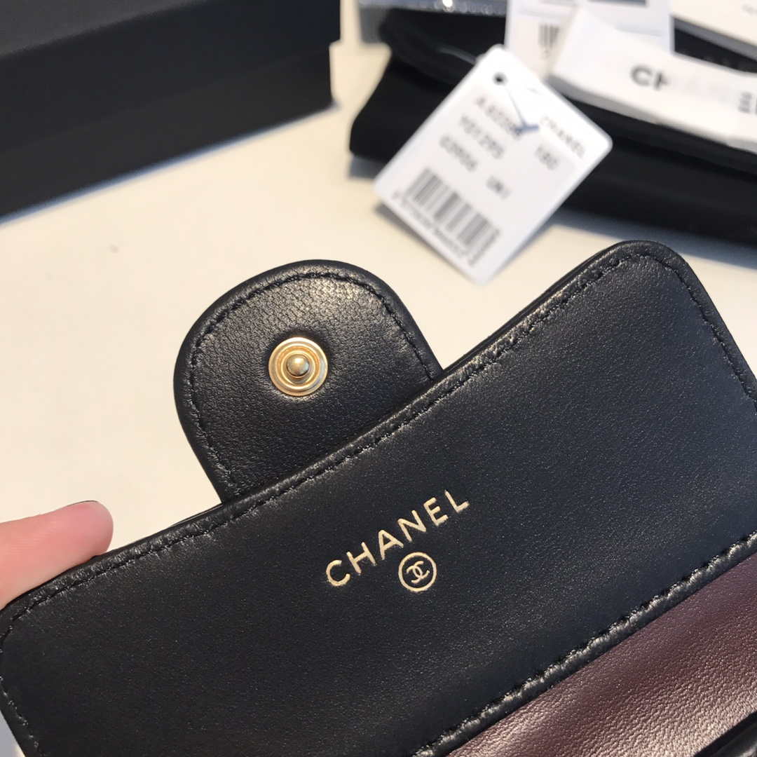 Chanel AP0231 Classic Small FLAP Wallet Lambskin Black Gold - Default Title - View 8