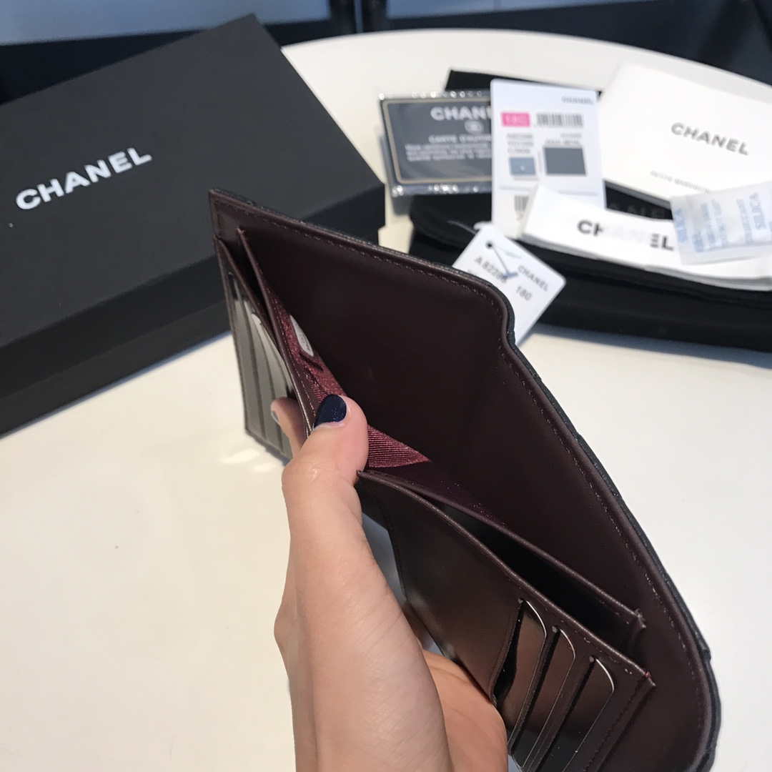 Chanel AP0231 Classic Small FLAP Wallet Lambskin Black Gold