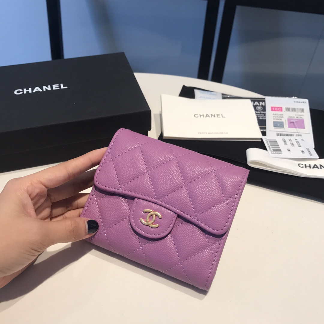 Chanel AP0231 Classic Small FLAP Wallet Calfskin Purple Gold - Default Title - View 3